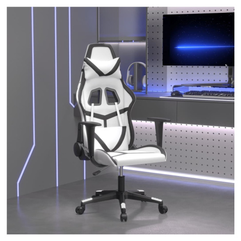 vidaXL Masážní herní židle bílá a černá umělá kůže