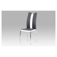 Jídelní židle AC-2202 GREY, koženka šedá+bílá/chrom
