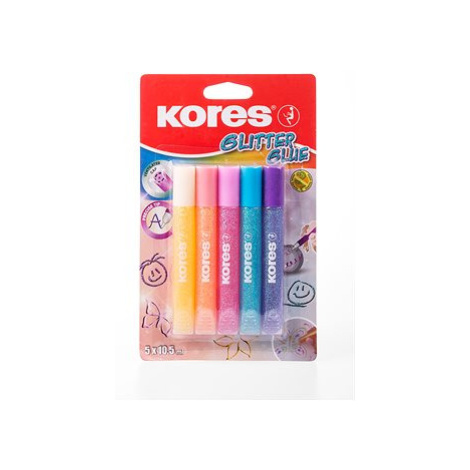 KORES Glitter glue 5 × 10.5 ml, pastel