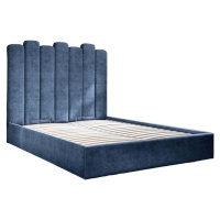 Modrá čalouněná dvoulůžková postel s úložným prostorem s roštem 160x200 cm Dreamy Aurora – Miufo