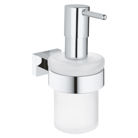 Dávkovač tekutého mýdla s držákem Grohe Essentials Cube / 160 ml / kov/sklo / chrom