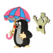 DoDo Dřevěná dekorační magnetka Krtek s deštníkem