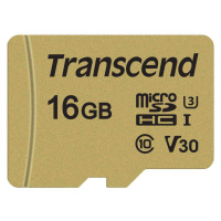 TRANSCEND MicroSDHC karta 16GB 500S, UHS-I U3 V30 + adaptér