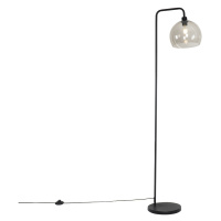 Chytrá stojací lampa černá s kouřovým sklem včetně WiFi A60 - Maly