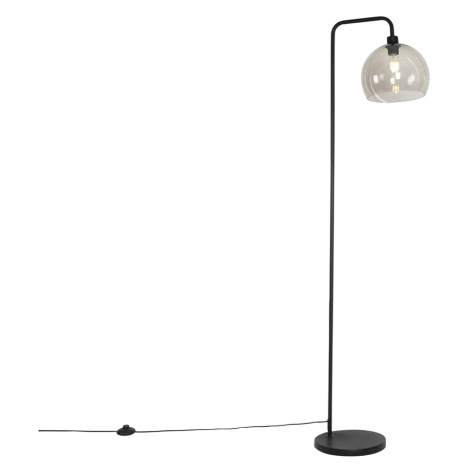 Chytrá stojací lampa černá s kouřovým sklem včetně WiFi A60 - Maly QAZQA