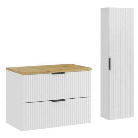 Comad Koupelnová sestava Casad s deskou a skříňkami 80 cm bílá/dub artisan