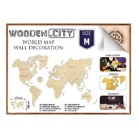 Wooden City Mapa světa M - dřevěná nástěnná mapa 3D puzzle