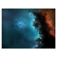 Umělecká fotografie blue bright space nebula, aryos, (40 x 30 cm)