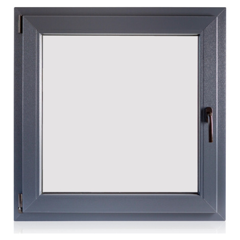 TeraGlass Okno plastové 4-komorové, 2-sklo, antracit, 900 x 900 x 60 mm, L