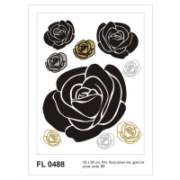 FL 0488 AG Design Samolepicí dekorace - samolepka na zeď - Roses with gold and silver, velikost 