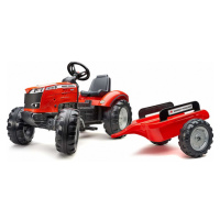 Traktor šlapací Massey Ferguson červený s vlečkou