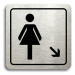 Accept Piktogram "WC ženy vpravo dolů" (80 × 80 mm) (stříbrná tabulka - černý tisk)