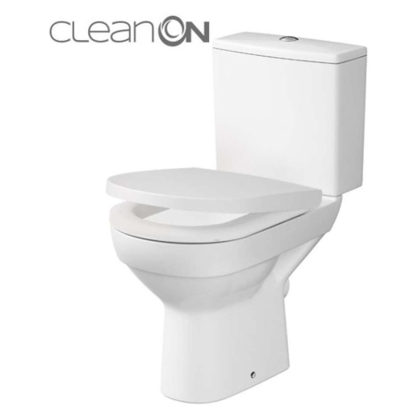 Cersanit City - WC kombi se sedátkem SoftClose, zadní odpad, boční napouštění, CleanOn, bílá K35