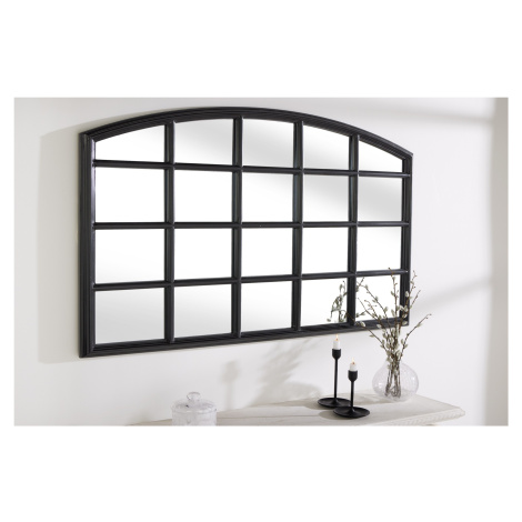 Estila Industriální nástěnné zrcadlo Castillo s černým rámem s designem obloukového okna 120 cm