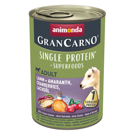 Animonda GranCarno Adult Superfoods 24 x 400 g - jehněčí + laskavec, brusinky, lososový olej