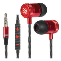 Defender Pollaxe, sluchátka s mikrofonem, ovládání hlasitosti, černo-červená, 2.0, špuntová, 3.5