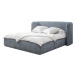 Světle šedá čalouněná dvoulůžková postel s úložným prostorem s roštem 180x200 cm Louise – Boboch