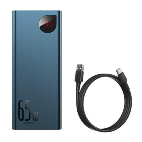 Baseus Adaman Metal Power Banka s digitálním displejem QC + PD 20000mAh 65W, modrá + USB-A/USB-C