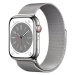 Apple Watch Series 8 45mm Cellular Stříbrný nerez se stříbrným milánským tahem