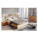 Drewmax Manželská postel - masiv LK214 | 140 cm dub Barva: Dub bělený / Vienna ( ekokůže)