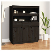 vidaXL Skříň highboard černá 89x40x116,5 cm masivní borové dřevo