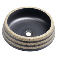 PRIORI keramické umyvadlo, průměr 41cm, 15cm, černá/kámen PI021