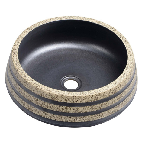 PRIORI keramické umyvadlo, průměr 41cm, 15cm, černá/kámen PI021 Sapho