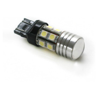 LED auto žárovka dvouvláknová s čočkou  T20 12 SMD 5050 + 1 CREE  W21W/5W studená bílá