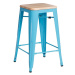 Barová židle Paris 75cm Dřevěná-Sosna přírodní modrá