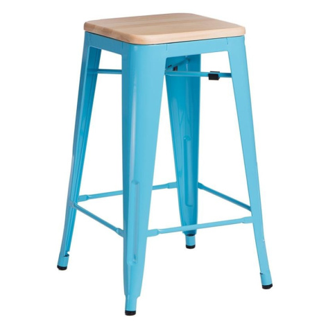 Barová židle Paris 75cm Dřevěná-Sosna přírodní modrá ArtD