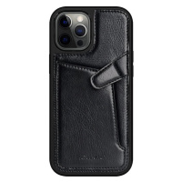 Nillkin Aoge Leather Case pružné pancéřované pouzdro z pravé kůže s kapsou iPhone 12 mini černé