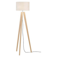 Stojací lampa v béžové a přírodní barvě s textilním stínidlem (výška 140 cm) Shine-wood – Fische