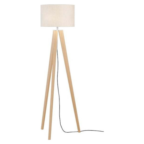 Stojací lampa v béžové a přírodní barvě s textilním stínidlem (výška 140 cm) Shine-wood – Fische FISCHER & HONSEL