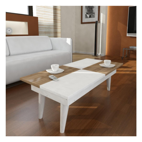 Konferenční stolek CASTRUM 30x90 cm bílá/hnědá Donoci