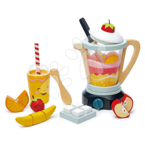 Dřevěný mixér Fruity Blender Tender Leaf Toys s kelímkem, ovocem a kostky ledu
