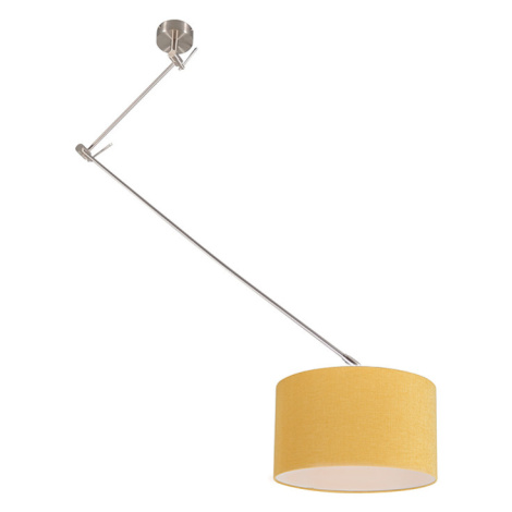 Závěsná lampa ocelová se stínidlem 35 cm žlutá nastavitelná - Blitz I. QAZQA