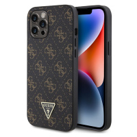 Guess PU Leather 4G Triangle Metal Logo kryt iPhone 12 Pro Max černý