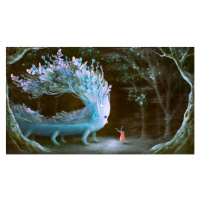 Ilustrace Fantasy scene girl with blue giant, Jorm Sangsorn, (40 x 22.5 cm)