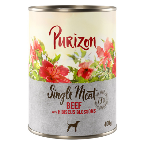 Purizon Single Meat 12 x 400 g – výhodné balení - hovězí s květy ibišku