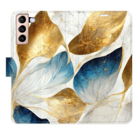 iSaprio flip pouzdro GoldBlue Leaves pro Samsung Galaxy S21