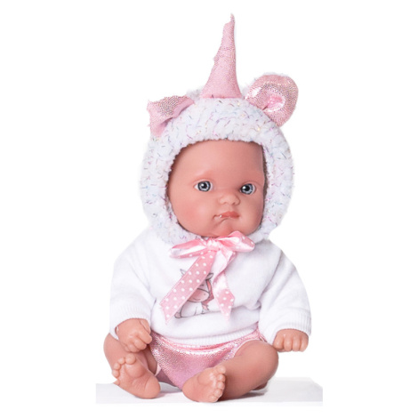 ANTONIO JUAN - 85105-1 Jednorožec bílý - realistická panenka miminko s celovinylovým tělem