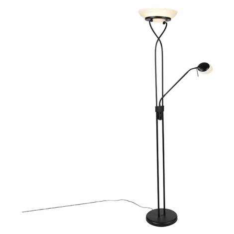 Stojací lampa černá včetně LED a stmívače s lampičkou na čtení stmívat do tepla - Empoli QAZQA