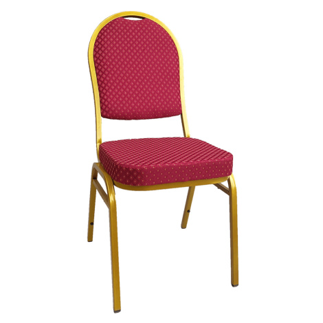Židle, stohovatelná, látka červená/zlatý nátěr, JEFF 3 NEW Tempo Kondela