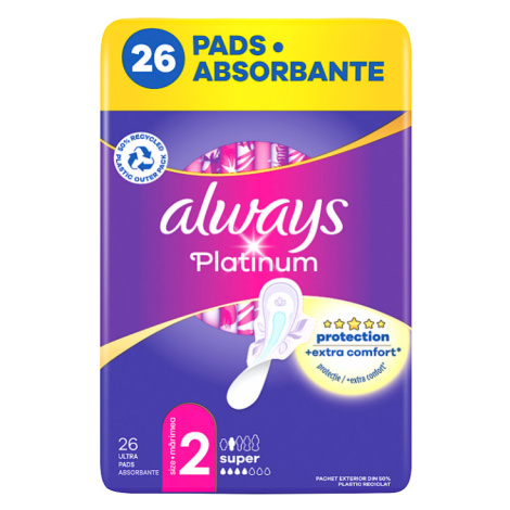 Always Platinum Super Hygienické Vložky S Křidélky 26 ks