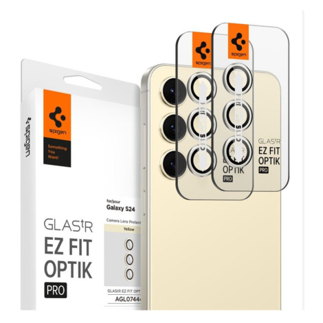 Spigen Glass tR EZ Fit Optik Pro 2 Pack ochranné sklo na fotoaparát Samsung Galaxy S24 žluté