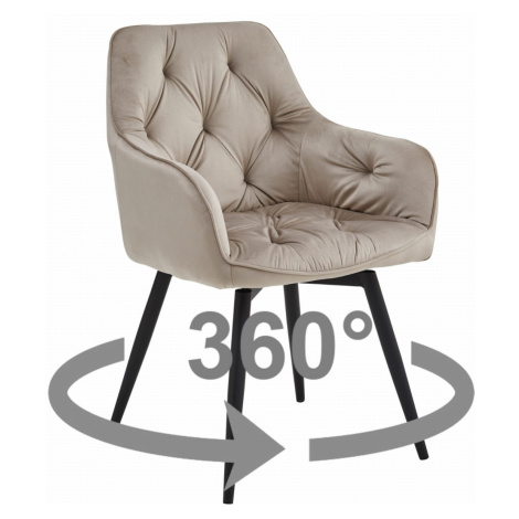 Otočné jídelní křeslo JORK360 VELVET, béžové