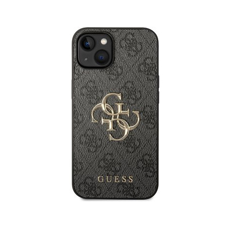 Guess PU 4G Metal Logo Zadní Kryt pro iPhone 15 Grey