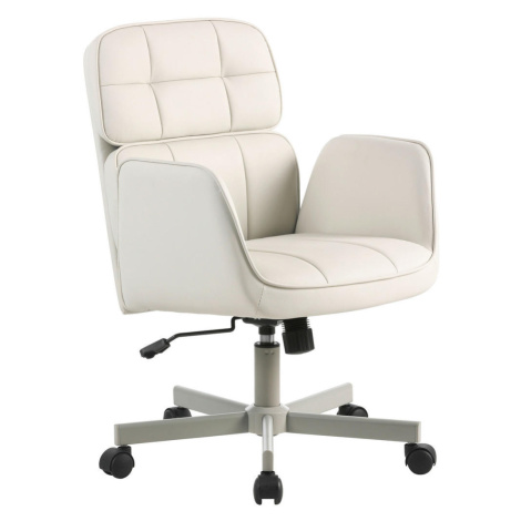 Carryhome OTOČNÁ ŽIDLE, vzhled kůže, krémová, světle šedá