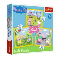 Puzzle 3v1 Prasátko Peppa/ Peppa Pig Šťastný den prasátka v krabici 28x28x6cm