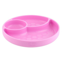 CHICCO - Silikonový talíř růžová 12 m+